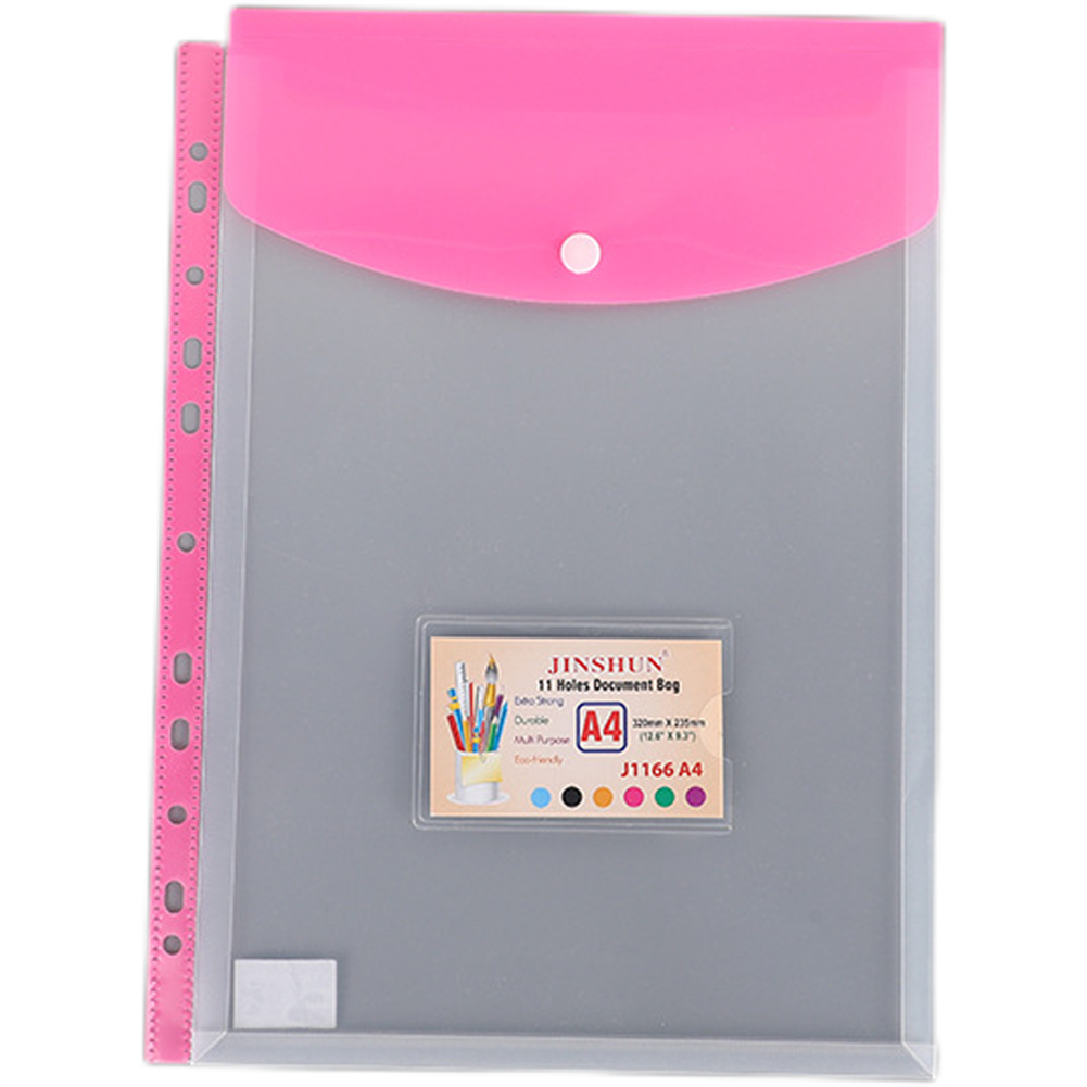 6Pcs 플라스틱 파일 폴더 문서 주최자 스냅 버튼 A4 폴 리 봉투 11 구멍 방수 문서 가방 편지지 사무실